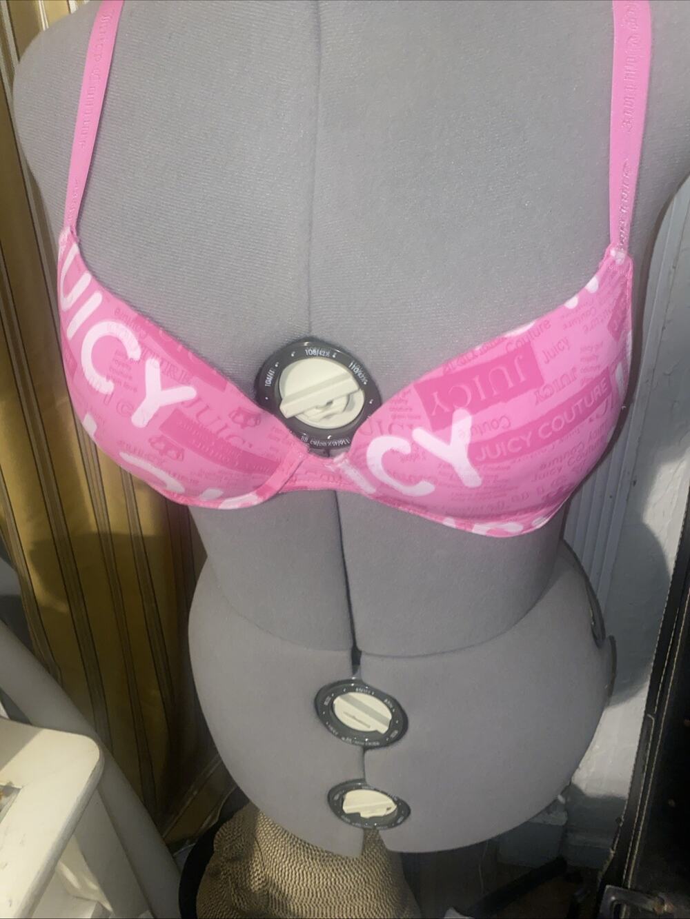 Pink Juicy Couture Logo White Bra Size 34B